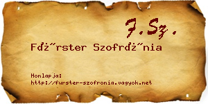 Fürster Szofrónia névjegykártya